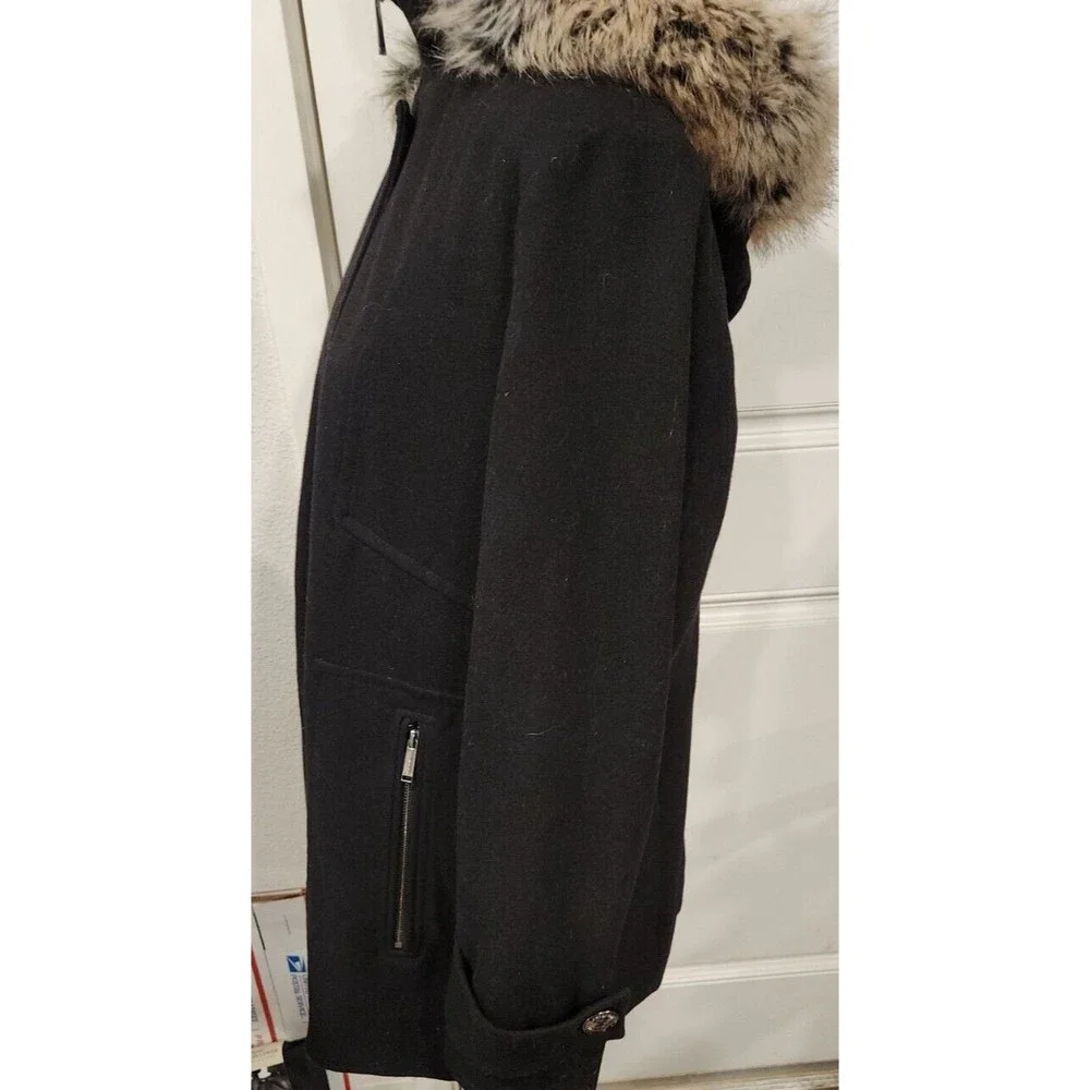 London Fog Coat Womens Extra Large Wool Faux-Fur-Trim Hooded‎ $259 NEW